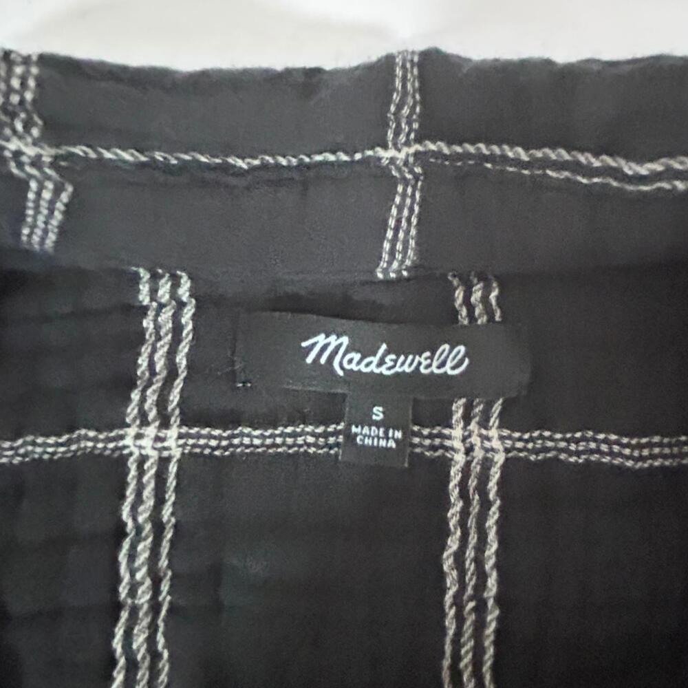 Madewell Lightspun black and white checkered button up shirt‎ Women's size S - Picture 2 of 6